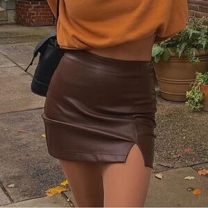 Hollister Brown Leather Mini Skirt